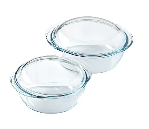 Pyrex 4 in 1 – Set mit 2 Schmortöpfen aus Borosilikatglas - Praktisches 2er Set Auflaufformen (1,6 l & 2,3 l) für vielseitigen Einsatz: backen, erhitzen, servieren. Hitzebeständig und spülmaschinenfest – ideal für leckere Gerichte!