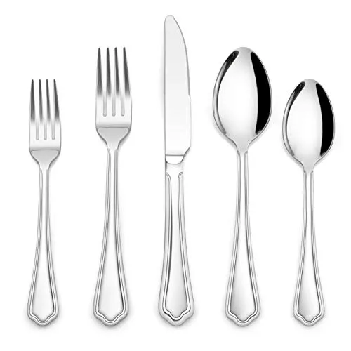 Homikit Besteck Set, Besteckset 30 teilig für 6 Personen mit Messer Gabel Löffel, Edelstahl poliert Essbesteck Tafelbesteck Set mit Gewellter Rand für Haus Küche Restaurant, Spülmaschinengeeignet