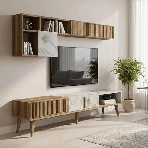 Dmora Wohnwand Gemini 180x35x40 cm Braun von Dmora