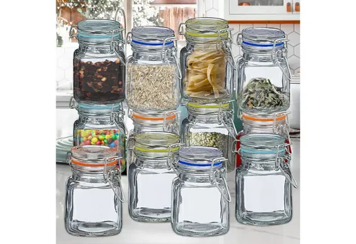 CEPEWA Gewürzbehälter 12er Set - Einmachglas für optimale Aufbewahrung - Gewürzregale: 12er Set Bügelglas mit 100 ml Fassungsvermögen, luftdicht verschlossen für maximale Frische und ideal für Kräuter, Gewürze oder kleine Haushaltsartikel.