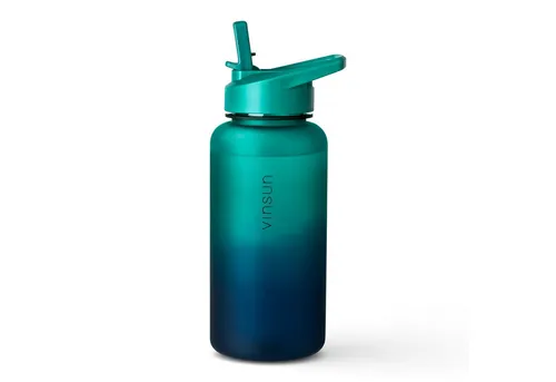Vinsun Trinkflasche Sportflasche mit Strohhalm 1L - Wasserflasche Tritan auslaufsicher, BPA frei, Bruchsicher, geruchs- & geschmacksneutral, geringes Gewicht