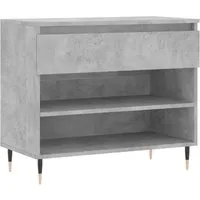 vidaXL Schuhregal Betongrau 70x36x60 cm - Schuhschrank mit 1 Schublade und 2 offenen Fächern, bietet viel Stauraum und sorgt für Ordnung. Robuste Oberplatte für Dekoration und moderne Metallbeine für Stabilität.