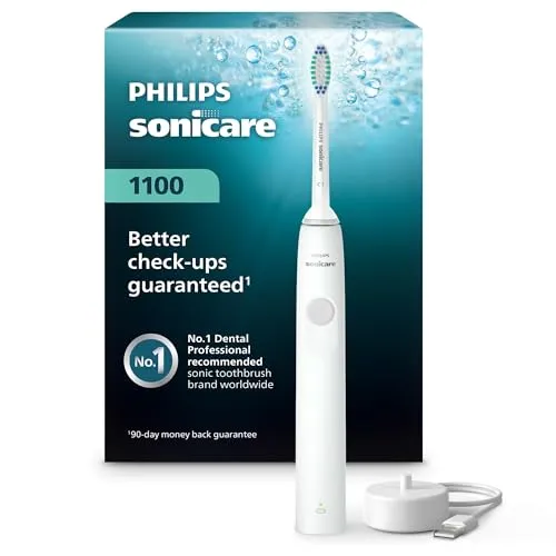 PHILIPS Sonicare 1100 Wiederaufladbare Elektrische Zahnbürste, 1 Bürstenkopf, Weiß