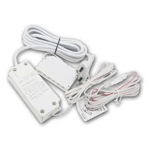 LED Transformator 12V DC 7W mit 6x Mini-AMP Buchse | Netzteil mit Euro-Stecker | Trafo für LED Möbel-, Schrank- & Unterbauleuchten | Plug & Play, IP20, 230V AC Eingang