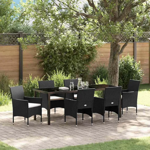 Maison Exclusive Garten Essgruppe mit Kissen 7 pcs Schwarz