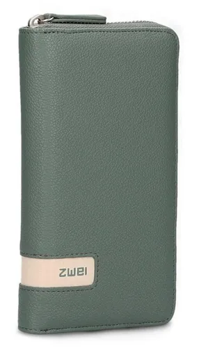Zwei große Damen Geldbörse M.Wallet MW2 - Eucalyptus - Damen-Geldbörse mit 15 Kartenfächern, umlaufendem Reißverschluss für sicheren Verschluss und elegantem Design aus weichem Kunstleder.