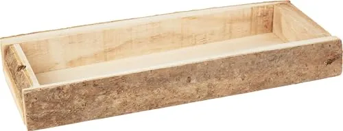 VBS Dekotablett mit Rinde - 45cm Tablett Rohholz, Ideal für Dekoration, Natur-Look, Tischdeko, Rustikal, Holztablett, DIY Rechteck