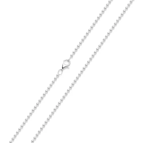 MATERIA 2,7mm Kugelkette Silber 925 hochglänzend - Elegante Halskette für Damen - Hochglanzpolierte 2,7mm Kugelkette aus massivem 925 Sterling Silber, erhältlich in 5 Längen. Perfekt für Anhänger mit 3,2mm Ösendurchmesser. Inklusive edler Schmuckbox.