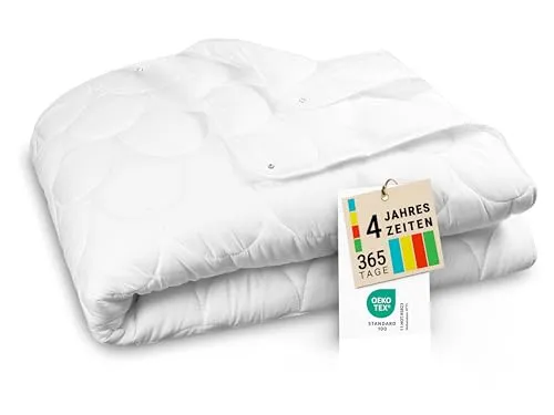 ZOLLNER 4-Jahreszeitenbett 135 x 200 cm - Hochwertige Bettdecke aus 100% Polyester, ideal für jede Jahreszeit. Waschbar bis 60°C, schnell trocknend und sorgt für angenehme Wärme und Atmungsaktivität.