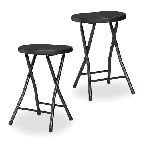 Relaxdays Klapphocker 2er Set, schwarz