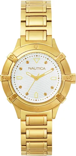 Nautica Damen Datum Quarz Uhr NAPCPR004 - Elegante Armbanduhr für Damen mit 36mm Gehäuse, japanischem Quarzwerk und 50m wasserdicht – ideal für jeden Anlass.