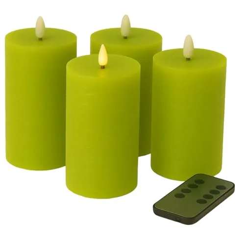 Fachhandel Plus LED Kerzen mit Timer – Echtwachs Stumpenkerzen mit 3D Flamme - LED Kerzen mit realistischer 3D Flamme für eine gemütliche Atmosphäre, ausgestattet mit Timerfunktion und Fernbedienung – perfekt für drinnen und windgeschützte Außenbereiche.