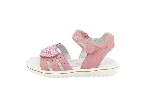 TOM TAILOR Sandale mit Glitzer-Herzen - Festtagsschuh und Klettschuh in altrosa, aus Lederimitat mit gepolsterter Innensohle für höchsten Tragekomfort und funkelnden Glitzerdetails.
