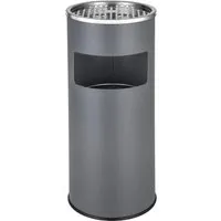 tectake Standaschenbecher rund - anthrazit - Hochwertiger Standaschenbecher aus Stahl, 61 cm hoch mit 12 l Fassungsvermögen, ideal für den Außenbereich und sorgt für Sauberkeit.