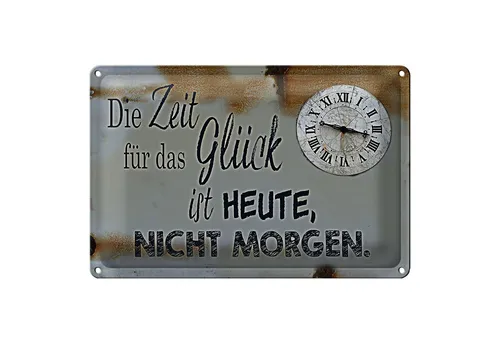 Roomando Metallschild Spruch 18x12cm Zeit für das Glück heute nicht