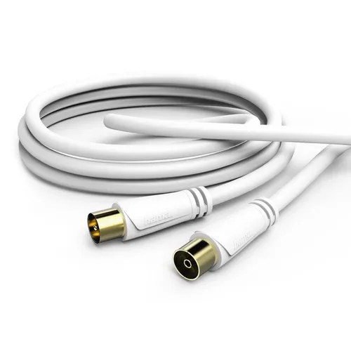 HAMA Antennen-Kabel Koax-Stecker - Koax-Kupplung, vergoldet, 5,0 m - Hochwertiges Koaxialkabel mit vergoldeten Steckern für eine sichere Verbindung. Ideal für Audio- & Videogeräte.