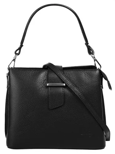 Cluty Handtasche Damen 021791 schwarz - Elegante italienische Lederhandtasche - Handtaschen aus 100 % Rindleder mit abnehmbarem Schultergurt, ideal für jede Gelegenheit – von Partynächten bis Stadtbummeln. Viel Platz für Smartphone, Schlüssel und Kosmetik!