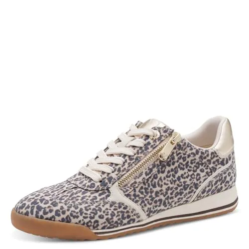 Marco Tozzi Damen Sneaker mit weichem Feel Me Wechselfußbett, beige (Leo Dune), 40 EU - Bequeme Damen Sneaker mit Wechselfußbett für individuellen Komfort. Die MT Feel Me Technologie sorgt für ein angenehmes Tragegefühl. Flexibles Design mit Schnürung und Reißverschluss für einen entspannten Look.