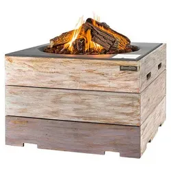 Happy Cocooning Mania Nice&Nasty Feuertisch Quadratisch Teakholz Grau 19,5 k - Eleganter Feuertisch aus Teakholz mit Grillfunktion, ideal für gesellige Abende im Freien. Hochwertige Verarbeitung für langanhaltende Freude.