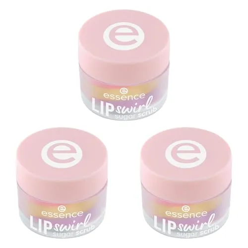 essence LIP swirl sugar scrub, Lippenpeeling, Nr. 01, Mehrfarbig, pflegend, natürlich, vegan, ohne Parabene, ohne Mikroplastikpartikel, Nanopartikel frei, 3er Pack (3x8g)