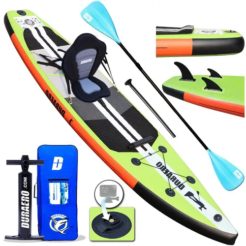 DURAERO Inflatable SUP-Board - 330x76x15cm mit Action-Cam Halterung - SUP-Board für bis zu 150kg, ideal für Abenteuer auf dem Wasser und ausgestattet mit einer praktischen Action-Cam Halterung.