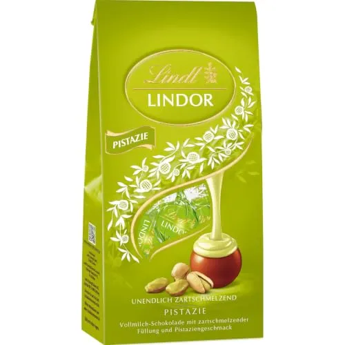 Lindt Schokolade | LINDOR Kugeln Pistazie, 100g Beutel, Geschenk | ca. 8 Kugeln, Vollmilch Schokolade, Pistazien-Füllung, zum Verschenken & Genießen, zartschmelzend, Genussmomente