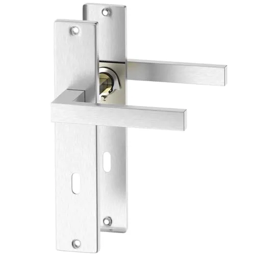 ERGO line CUBE Edelstahl Türbeschlag Türgriff für Zimmertüren BB Langschild Drückergarnitur, Türbeschlag, Türklinke, Türdrücker