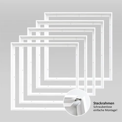 5x LED Panel 62x62 Aufbaurahmen Alu weiß schraubenlose Montage Aufputz