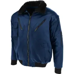 teXXor Piloten Oslo Arbeitsjacke mit abnehmbaren Ärmeln, L, marine - 4-in-1 Arbeitsjacke mit abnehmbaren Ärmeln und Kragen, inklusive Faserpelz-Innenweste. Ideal für Übergangszeiten und kalte Temperaturen, bietet sie viel Platz für Werkzeug durch 6 praktische Taschen.