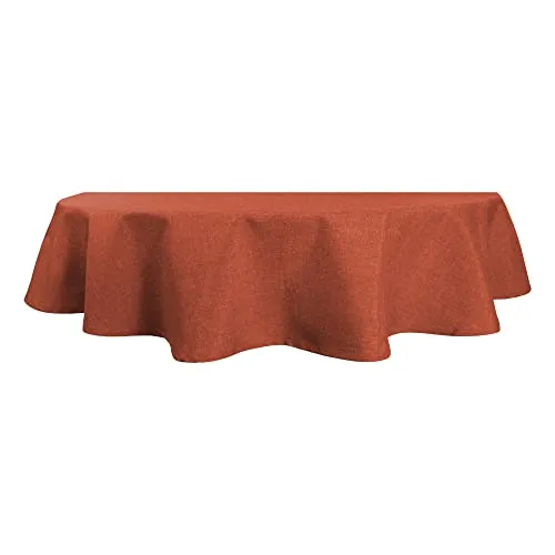 Haus und Deko Tischdecke oval Leinenoptik 160x220 cm Lotuseffekt Tischwäsche Wasserabweisend Tischtuch Fleckenabweisend Bügelfrei Waschbar Innen Außen Perleffekt (Terracotta, 160 x 220 cm), 2374