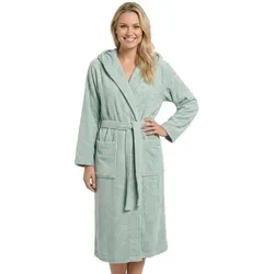LAYNENBURG Damen Bademantel Frottee aus 100% Baumwolle – Weicher Morgenmantel mit Kapuze (XL mintgrün)
