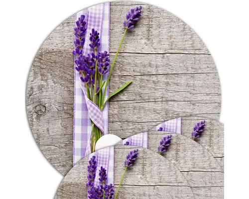 matches21 HOME & HOBBY Platzset Abwaschbare Tischsets 4er Set Lavendel Holz-Optik rund, (4-St), Platzsets als Tisch-Untersetzer und Tisch-Deko für Esstisch Teller