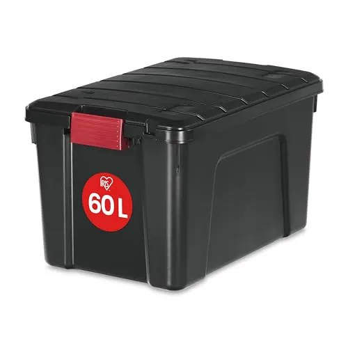 Iris Ohyama SIA-60 Koffer - Stapelbare 60L Aufbewahrungsbox aus BPA-freiem Kunststoff, ideal für Garage oder Dachboden, mit ergonomischem Griff und sicheren Verschlussclips für einfachen Transport.