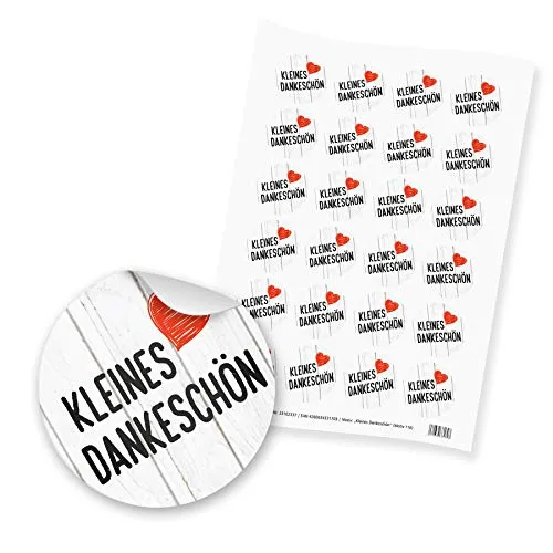 itenga 24x Sticker Aufkleber kleines Dankeschön (Motiv 116) rot schwarz weiß rund 4cm auf DIN A4 Bogen