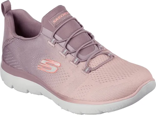 Skechers Summits Slipper - Maschinenwaschbar und Komfortabel - Slipper für Damen mit verspieltem Design, weicher geschäumter Laufsohle und Keilabsatz für ermüdungsfreies Laufen. Ideal für aktive Frauen, maschinenwaschbar für einfache Pflege.