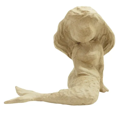 d copatch Dekofigur Pappfigur Meerjungfrau - 16,5 cm x 16 cm x 11 cm, stilvolle beige Pappmaché-Deko für jedes Zuhause