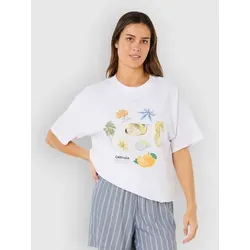 RipCurl Poolside Heritage Tee optical white (3262) S - Retro-T-Shirt für Damen mit Vintage-Burnout-Waschung und kontrastierenden Einfassungen. Bequem und stilvoll, ideal für den Alltag und Freizeitaktivitäten.