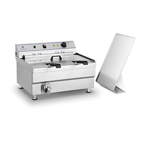 Royal Catering Fritteuse RCBG 30-2-B STH - 36L & 9000W - Professionelle Fritteuse für Gastronomie mit 36 Litern, 2 Körben und 9000W Leistung. Schnelles Erhitzen auf 200°C für perfekte Snacks. Ideal für Restaurants und Catering.