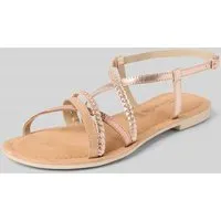 Tamaris Sandalette Damen Flach metallic, EU 39 - Wanderschuhe mit TOUCH-IT Funktion für optimalen Tragekomfort, weiches Fußbett und flache Sohle für angenehmes Laufgefühl – ideal für jeden Anlass.
