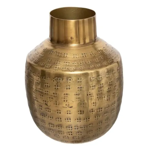 Atmosphera - Vase Oasis - gehämmertes Metall - goldfarben H. 15 cm - Model 1
