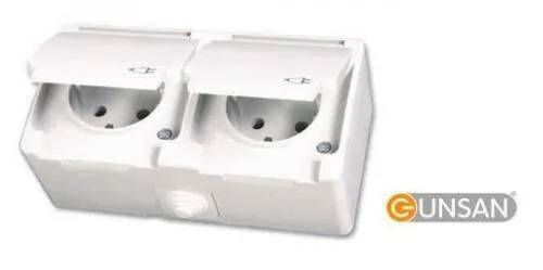 IP54 2-fach Steckdose Feuchtraum Aufputz Weiss 16A 250V Feuchtraumsteckdose -195