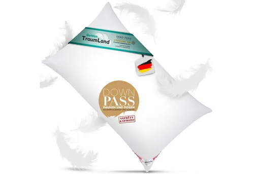 Canada Daunenkissen Hotel Qualität DownPass - Kissen für Seitenschläfer & Rückenschläfer, 85% Federn & 15% Daunen für einen 5-Sterne-Wohlfühlschlaf, hergestellt in Deutschland, ideal für höchsten Schlafkomfort.