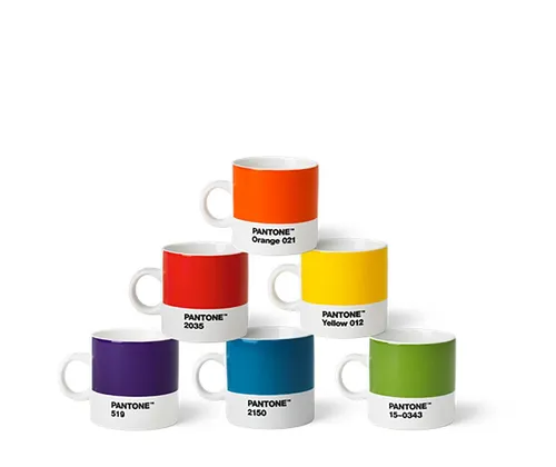 PANTONE Kaffeeservice Espressotasse 6er-Set, 120 ml - Kaffeeservice mit stilvollen Farbakzenten, 6 verschiedenfarbige Espressotassen aus Fine-China Porzellan, ideal für doppelten Espresso und perfekt kombinierbar.