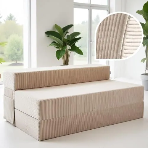 Cord Sofa Schlafsofa 140 cm – Faltbare Couch für 2