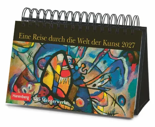 Harenberg Premiumkalender 2027 - Eine Reise durch die Welt der Kunst - Hochwertiger Tischkalender für Kunstliebhaber mit 384 Seiten. Entdecken Sie täglich faszinierende Kunstwerke in spiralfester Bindung. Ideal für die kreative Gestaltung Ihres Raumes.