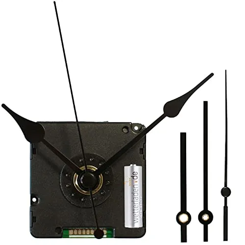 TFA Dostmann Funk-Uhrwerk mit Uhrzeigerset, Uhrwerk für Wanduhr, zum Basteln, Funkuhr, 60.3518.01,L 56 x B 37 x H 56 mm (schwarz mit Batterie)