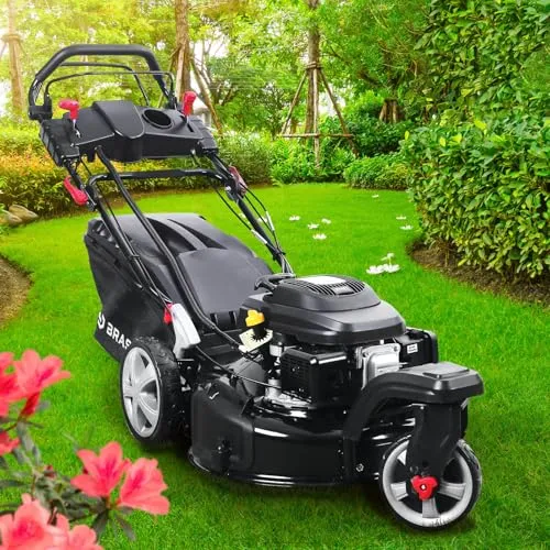 BRAST Benzin Rasenmäher Trike mit Antrieb | 5,2kW(7PS) | Elektrostart | 53cm Schnittbreite | viele Modelle | TÜV | 4 Takt OHV Motor | 30-80mm Schnitthöhe | 60L Fangkorb | Stahlgehäuse | ESTART Speed