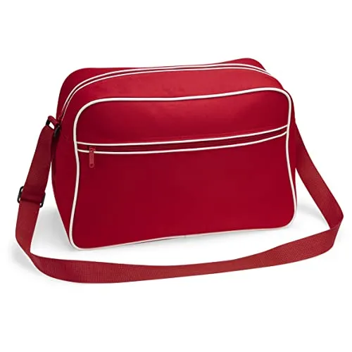 BagBase Retro Shoulder Bag, Classic Red / White, ca. 40 x 28 x 18 cm