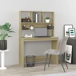 vidaXL Schreibtisch mit Regal Sonoma-Eiche - Kinderschreibtisch aus hochwertigem Holzwerkstoff, mit viel Stauraum und platzsparendem Design - ideal für kleine Räume und optimale Organisation!