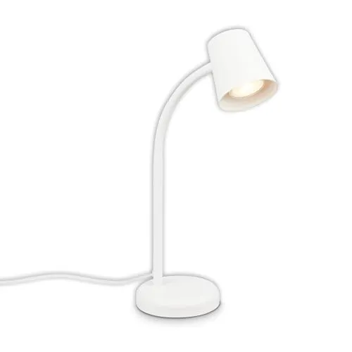 BRILONER – Nachttischlampe, Schreibtischlampe Schwenkbar, Tischlampe GU10 für Home Office mit Kabelschalter, Leselampe, Weiß